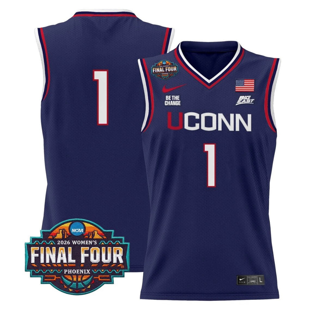 Team Jersey #1 UConn Huskies 2026 Final Four Basketball Stitched Navy