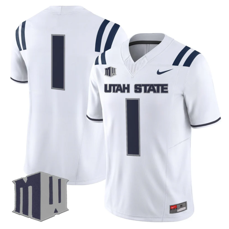 Team Jersey #1 Utah State Aggies 2025 Vapor Limited Stitched White