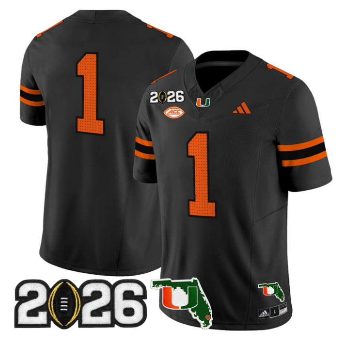 Team Jersey #1 Miami Hurricanes 2026 CFP Final Florida Patch Stitched