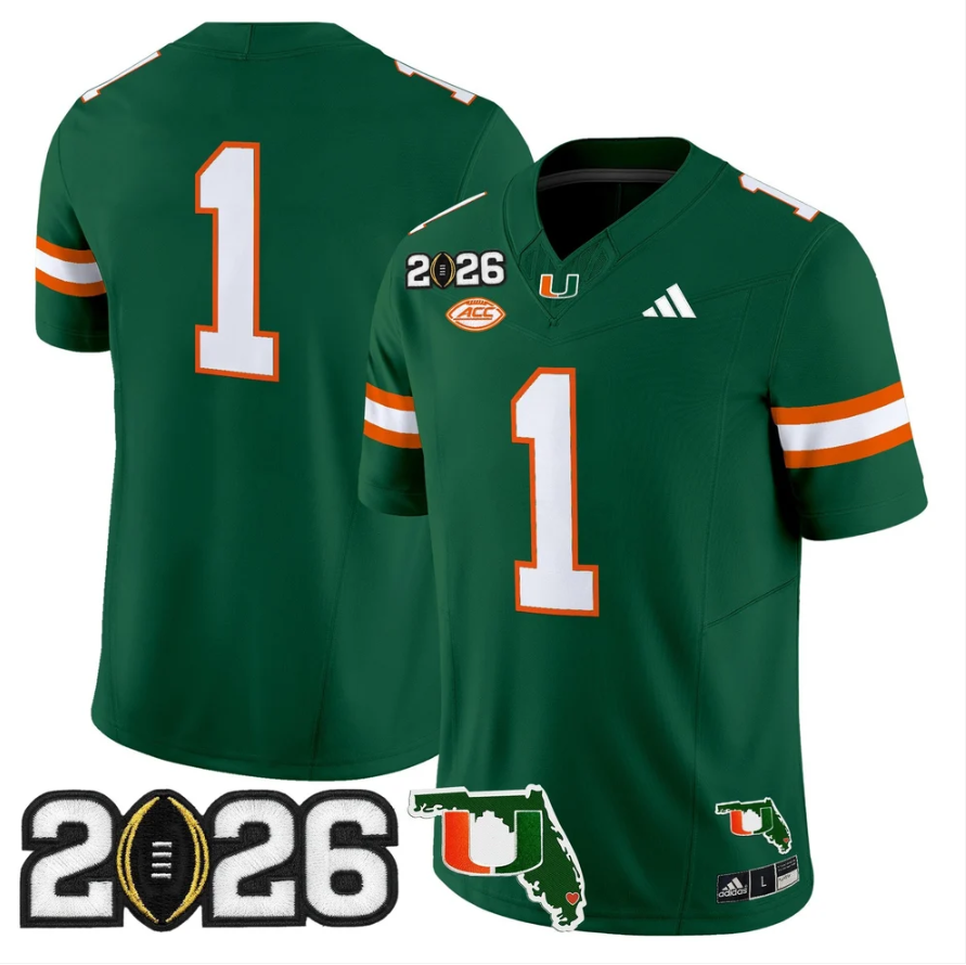 Team Jersey #1 Miami Hurricanes 2026 CFP Final Patch Stitched