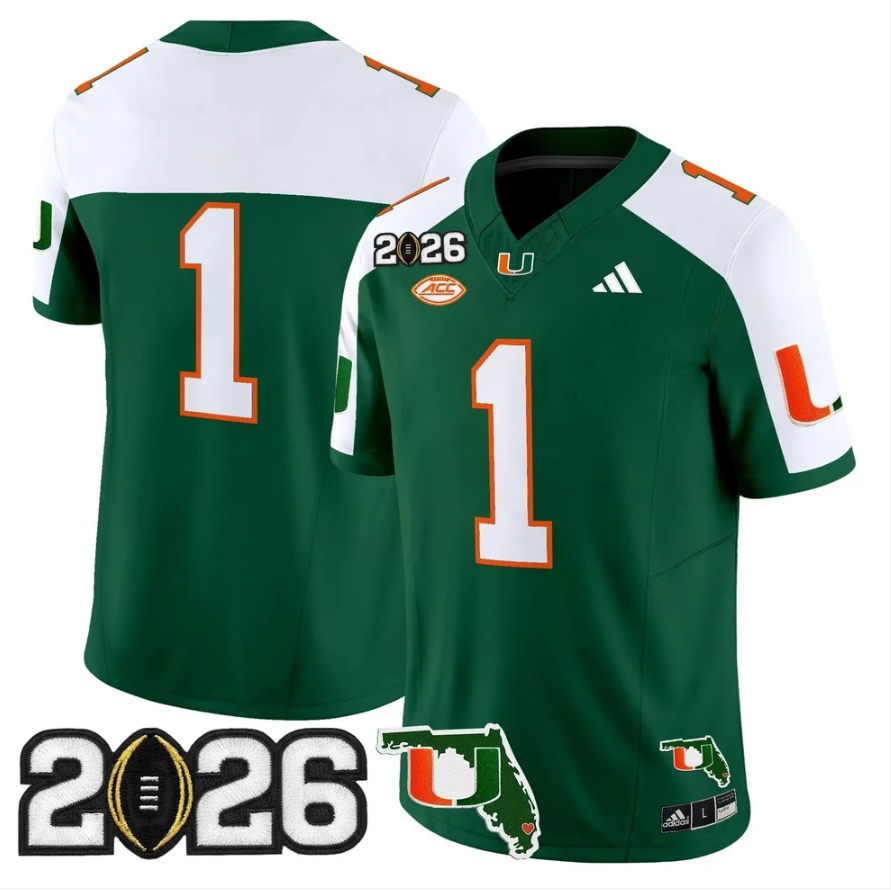 Team Jersey #1 Miami Hurricanes 2026 CFP Final Patch Stitched