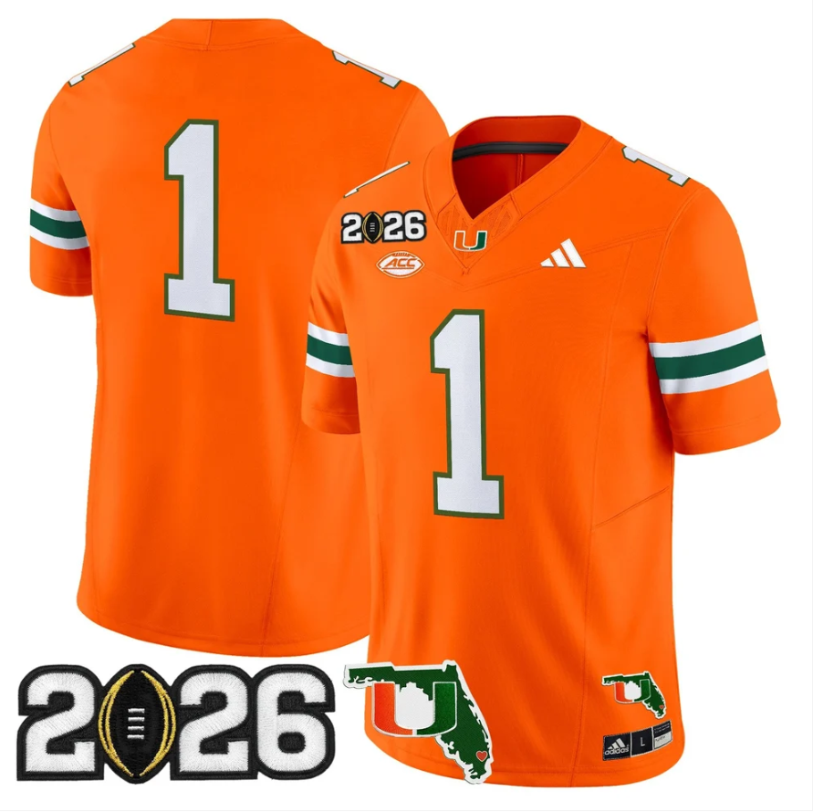 Team Jersey #1 Miami Hurricanes 2026 CFP Final Patch Stitched