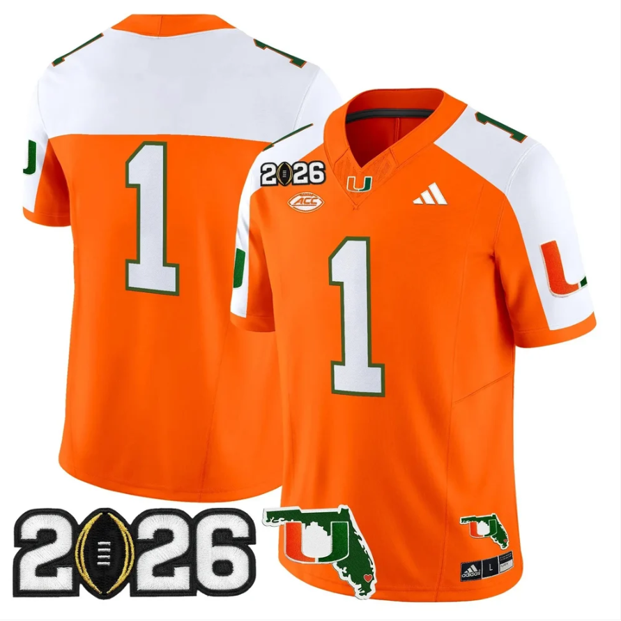 Team Jersey #1 Miami Hurricanes 2026 CFP Final Patch Stitched