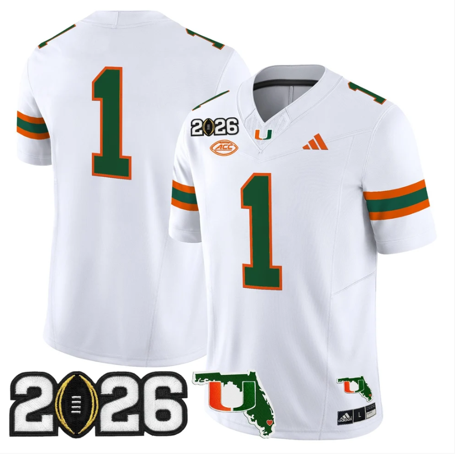 Team Jersey #1 Miami Hurricanes 2026 CFP Final Patch Stitched