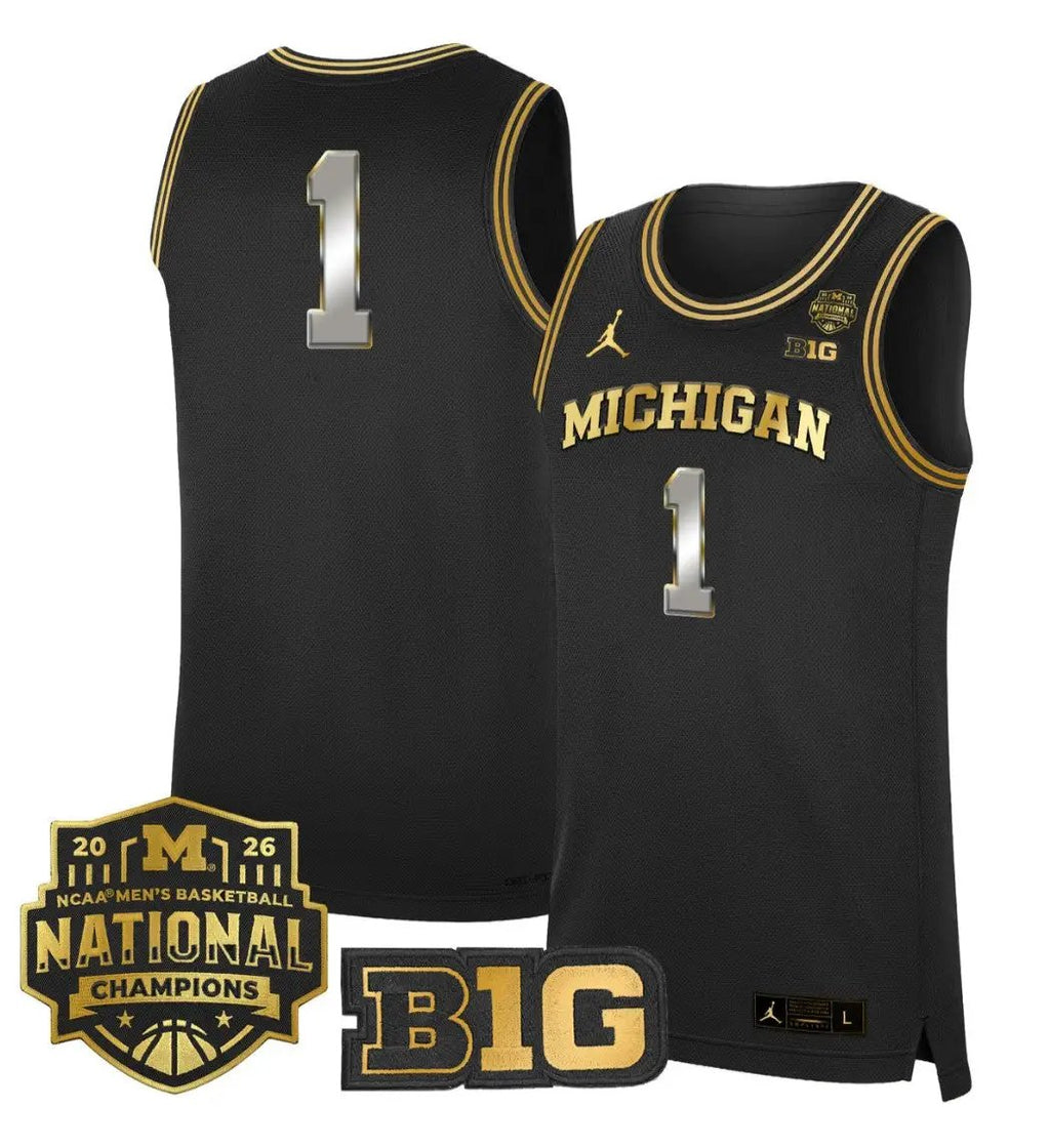 Team Jersey #1 Michigan Wolverines 2026 National Champions Stitched