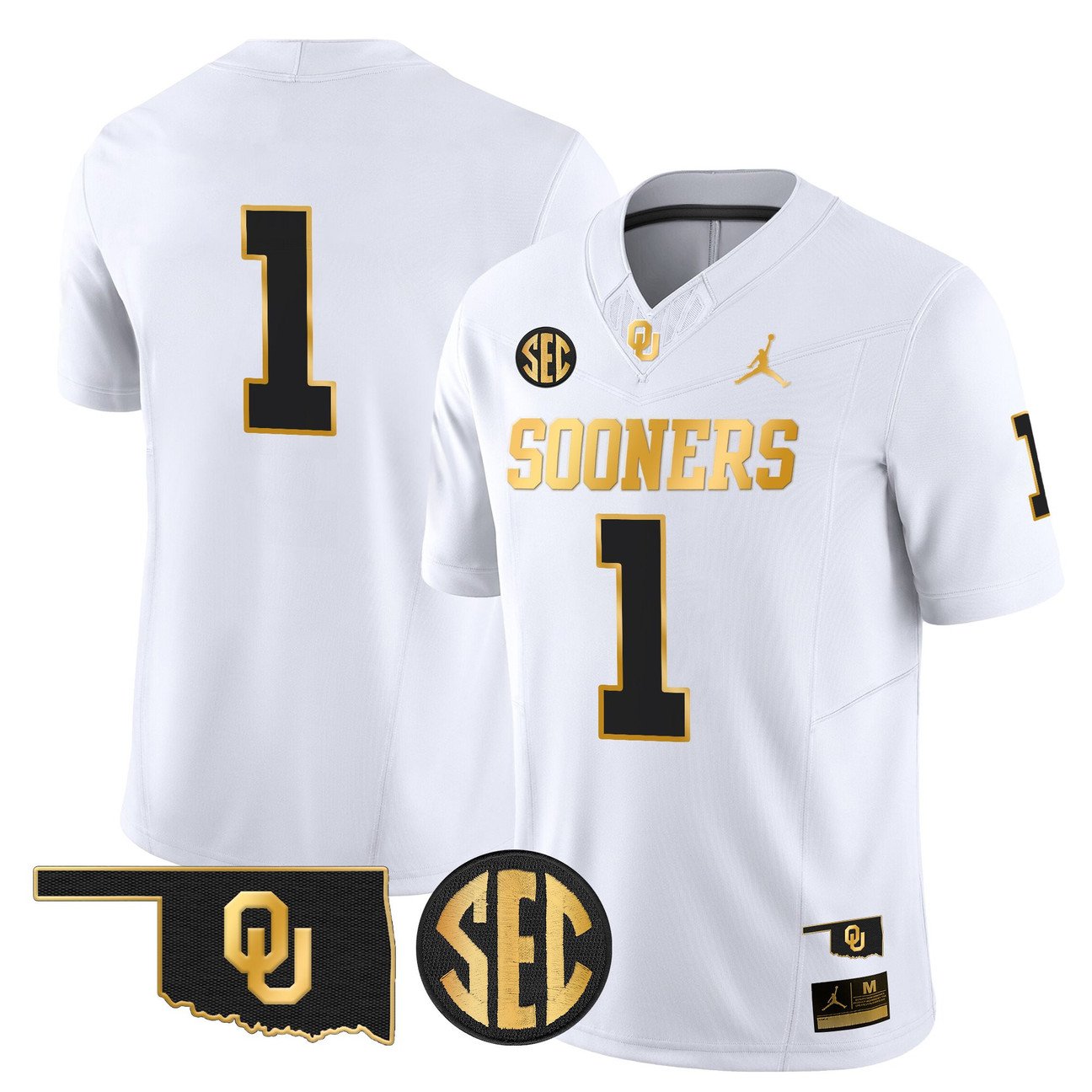 Team Jersey #1 Oklahoma Sooners 2025 Gold Vapor Limited Stitched