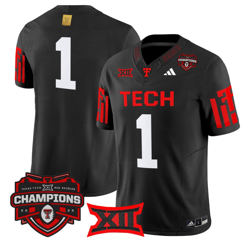 Team Jersey #1 Texas Tech 2025 Big 12 Champions Vapor Limited Stitched
