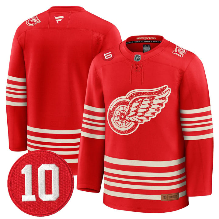 Team Jersey #25 Detroit Red Wings #10 Alex Delvecchio Honoring Stitched