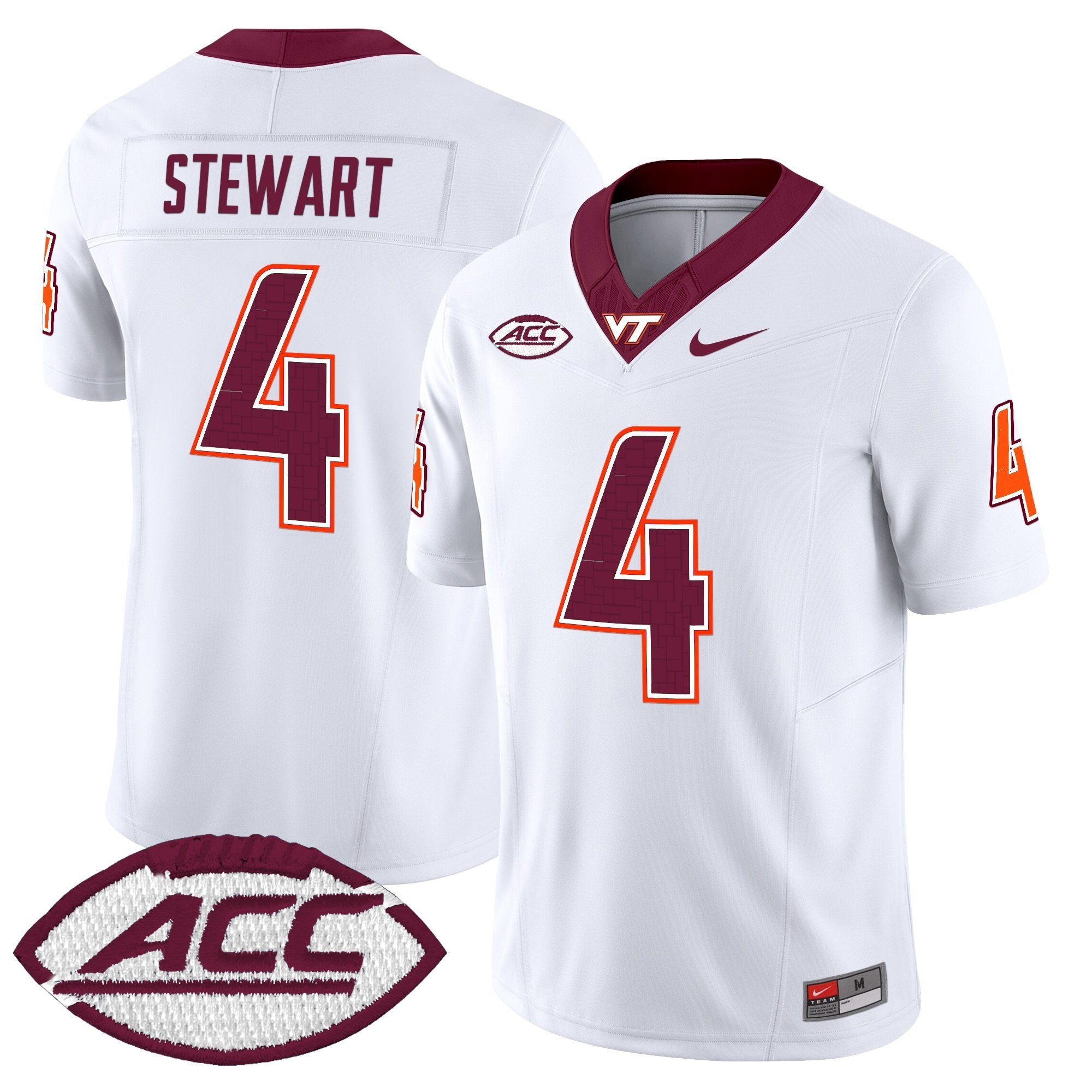 Terion Stewart Jersey #4 Virginia Tech Hokies 2025 Stitched White