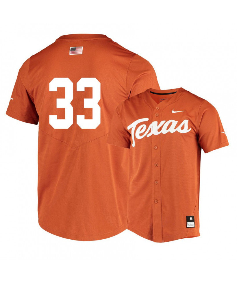 Texas Longhorns 33 Pete Hansen Elite Orange College Baseball Jersey