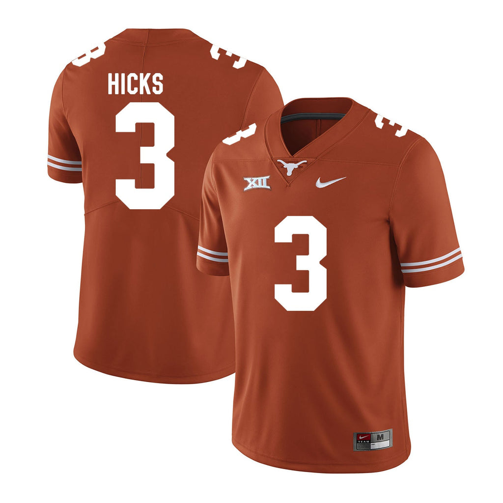 Texas Longhorns Jordan Hicks Jersey #3 College Football Orange