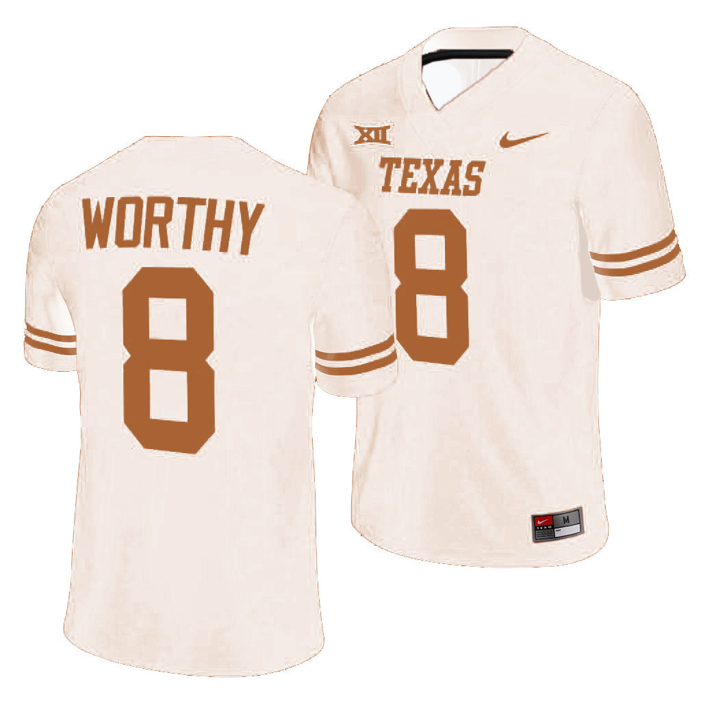 Texas Longhorns Xavier Worthy Jersey #8 College Football White
