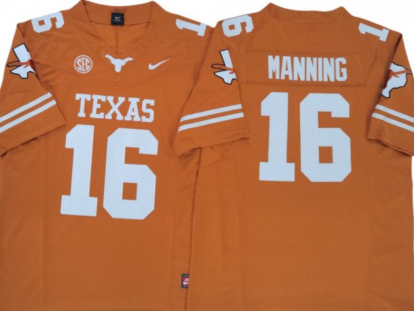 Texas Longhorns #16 Arch Manning Orange Vapor F.U.S.E. Limited Jersey - Texas logo