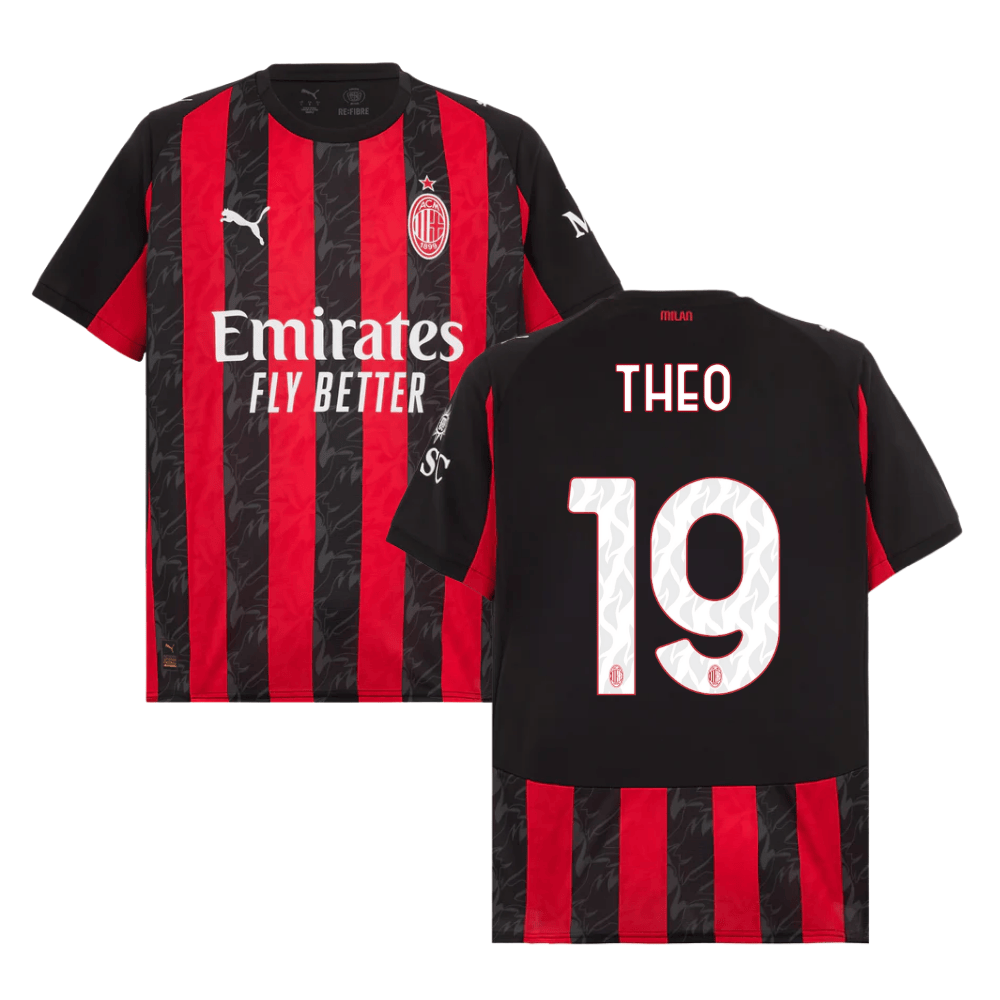 Theo Hernandez 19 AC Milan 2025-26 Home Match Jersey – Black Red