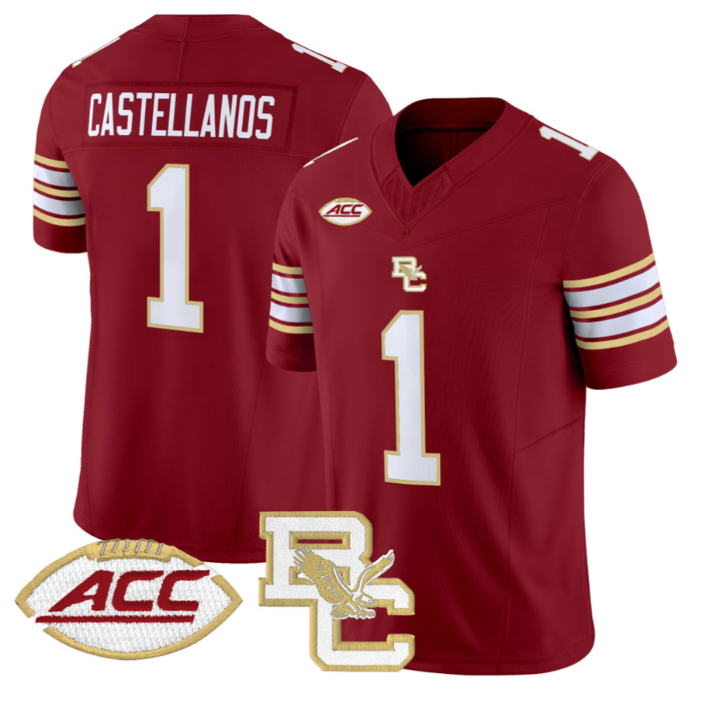 Thomas Castellanos Jersey #1 Boston College Eagles 2025 Vapor Stitched Maroon