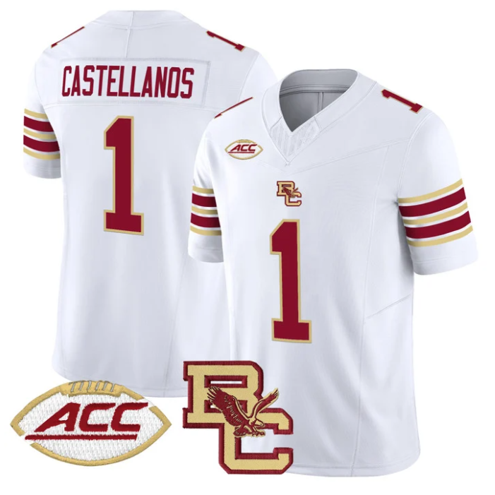 Thomas Castellanos Jersey #1 Boston College Eagles 2025 Vapor Stitched White