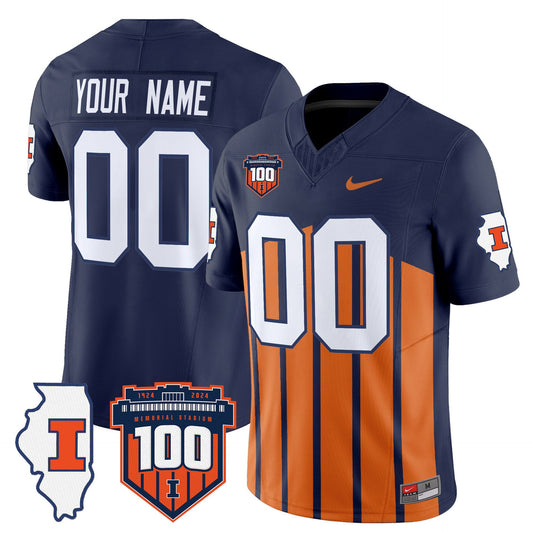 Custom Illinois Fighting Jersey Name, Number 100th Memorial Stadium Throwback