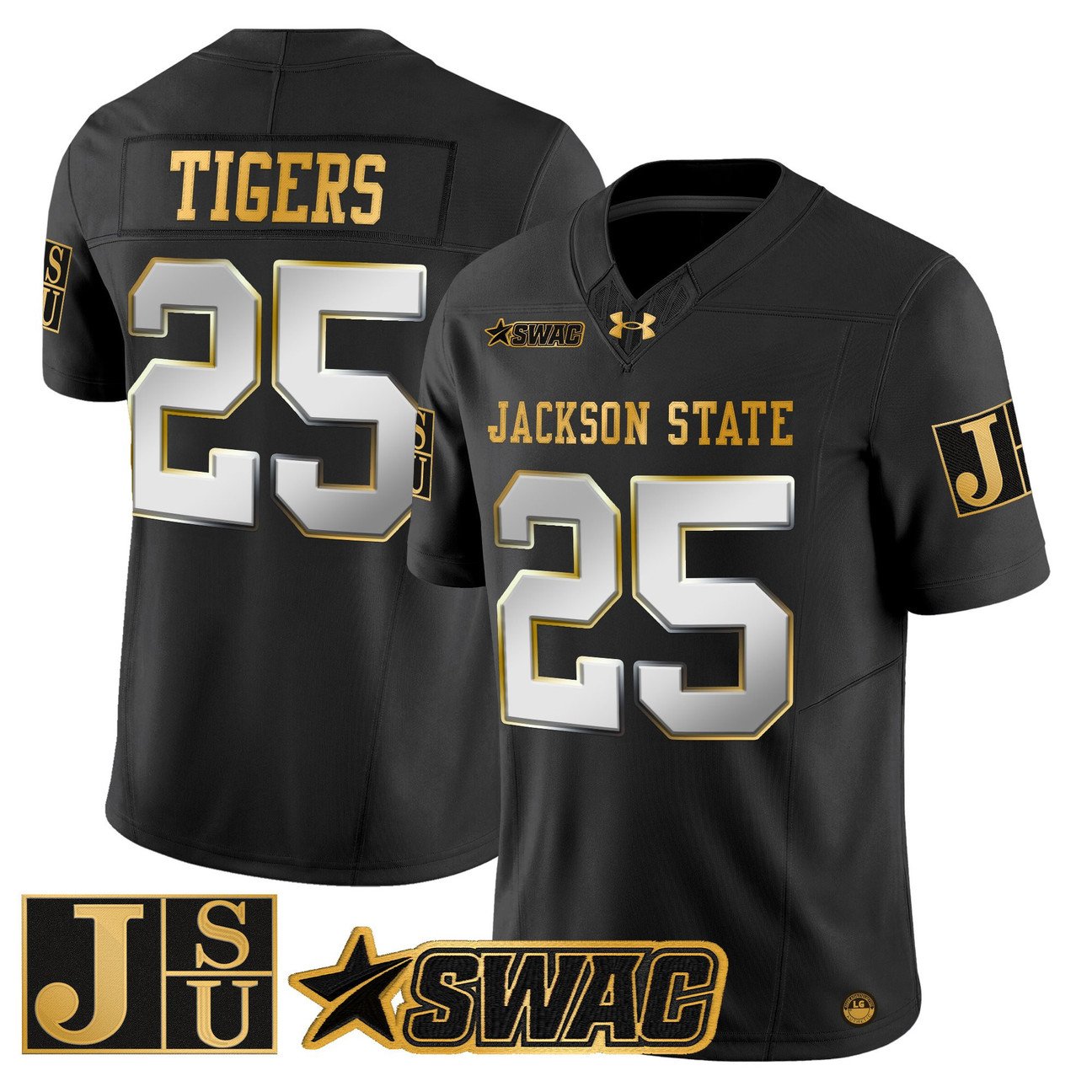 Tigers Jersey #25 Jackson State Tigers 2025 Gold Vapor Stitched