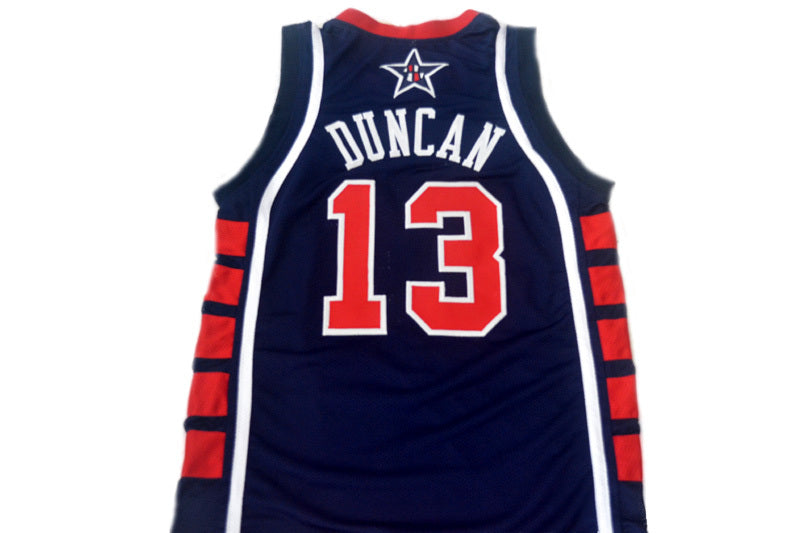 Tim Duncan Jersey #13 Team USA New Basketball Navy Blue