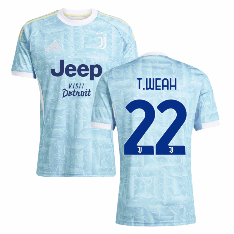 Timothy Weah 22 Juventus 2025-26 Away Match Jersey – Light Blue