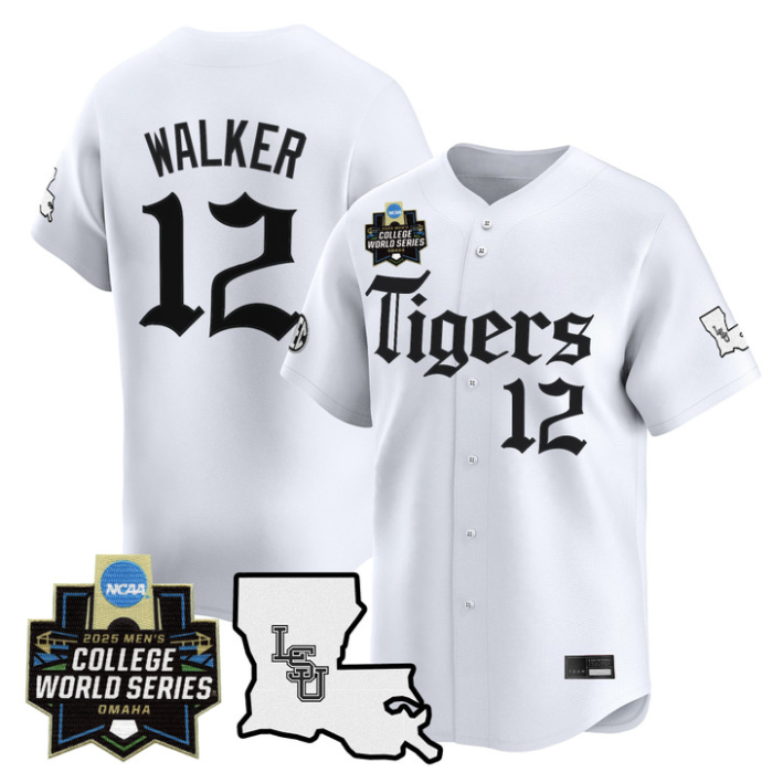 Todd Walker Jersey #12 LSU Tigers 2025 World Series Gothic Geaux Edition White