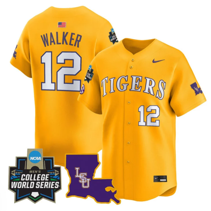 Todd Walker Jersey #12 LSU Tigers 2025 World Series Stitched Gold