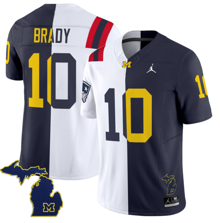 Tom Brady Jersey Patriots #10 Michigan Wolverines Split Vapor Limited Football