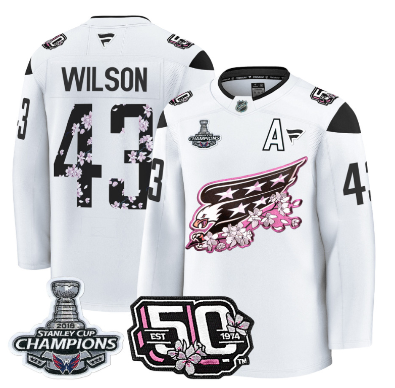 Tom Wilson Jersey #43 Washington Capitals 50th 2018 Stanley Cup Champions Patch Royal (Copy)