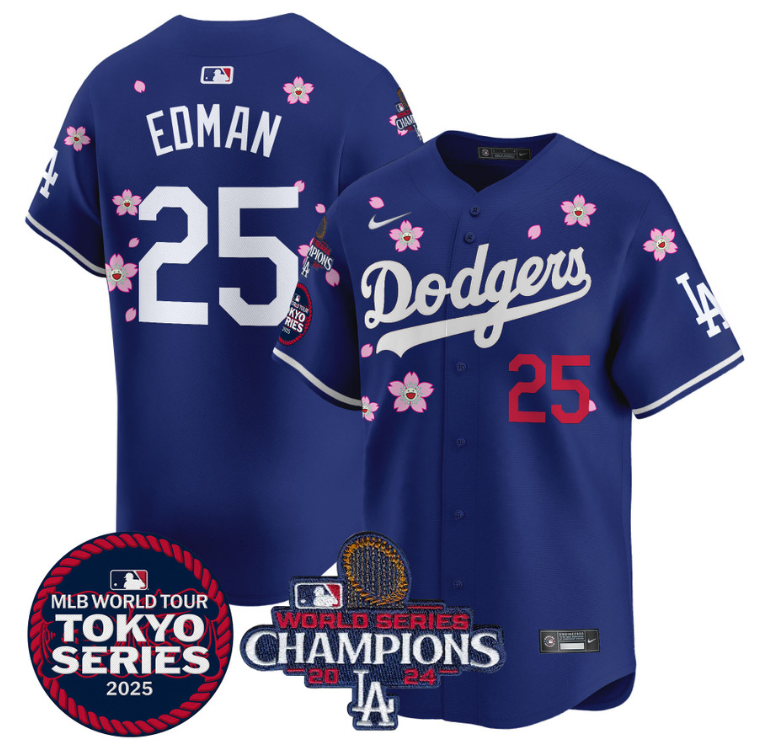 Tommy Edman Jersey #25 Dodgers Tokyo Series 2025 World Series Champions Patch Royal