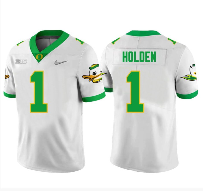 Traeshon Holden Jersey #1 Oregon Ducks Football White