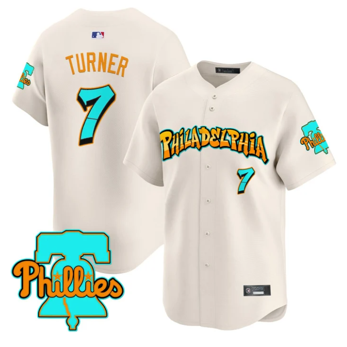 Trea Turner Jersey #7 Philadelphia Phillies Graffiti Broad Street Edition Cream