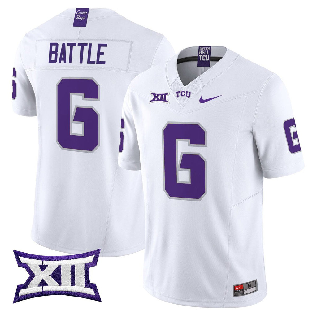 Trent Battle Jersey #6 TCU Horned Frogs 2025 Vapor Limited Stitched White