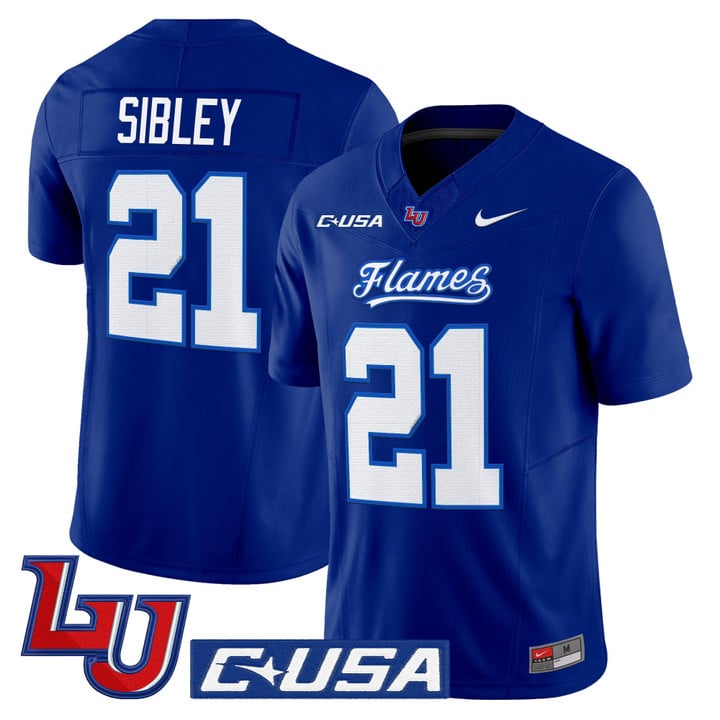 Treon Sibley Jersey #21 Liberty Flames 2025 Vapor Limited Stitched Mono Navy