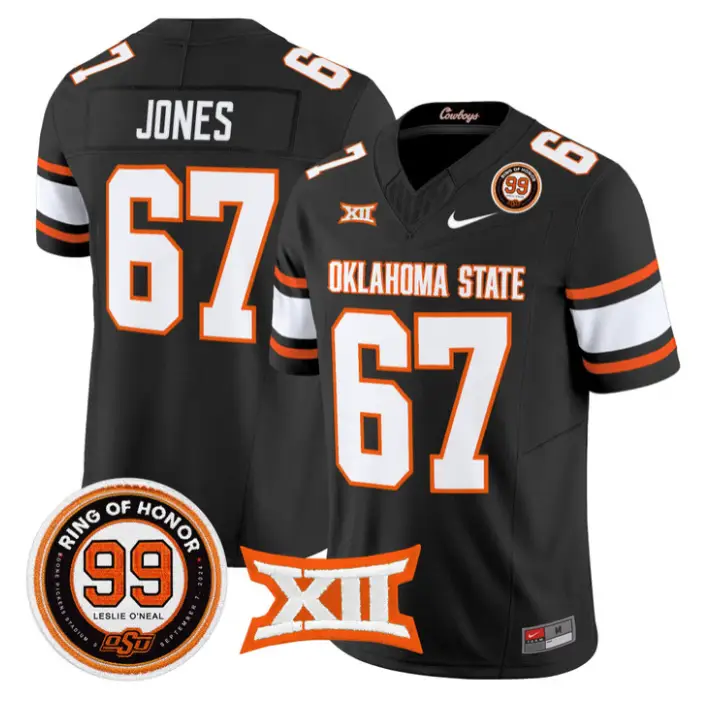 Trevin Jones Jersey #67 Oklahoma State 2026 Leslie O'neal Stitched