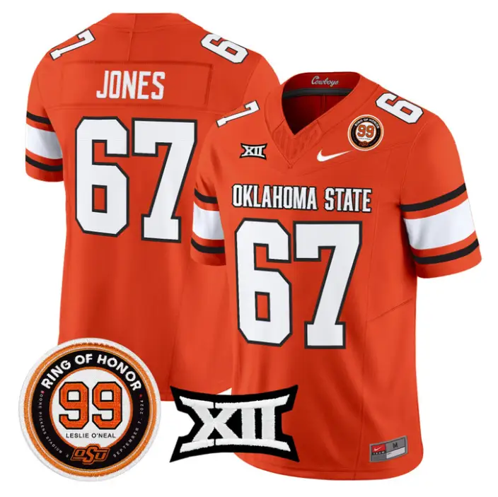 Trevin Jones Jersey #67 Oklahoma State 2026 Leslie O'neal Stitched