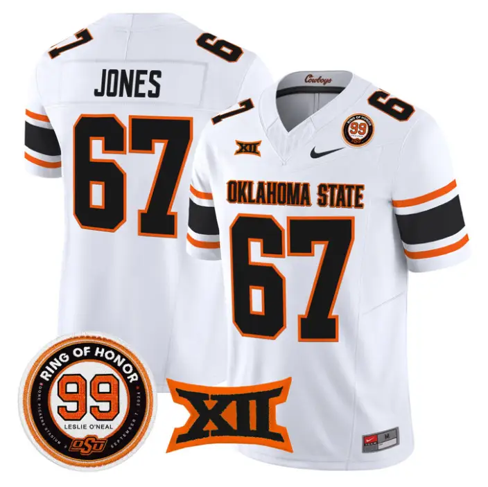 Trevin Jones Jersey #67 Oklahoma State 2026 Leslie O'neal Stitched