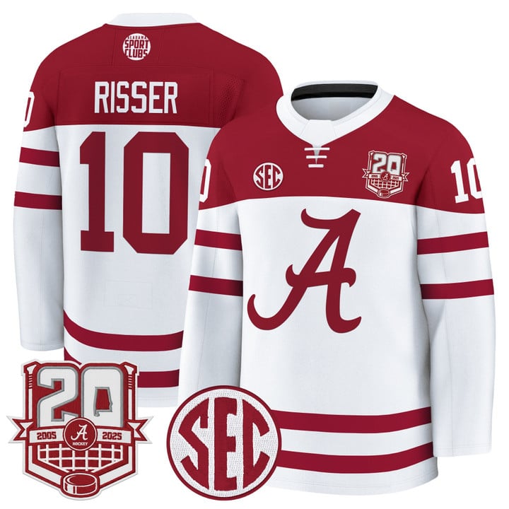 Trevor Risser Jersey #10  Alabama Crimson Tide 2025-26 Premium 20th Anniversary Patch Stitched