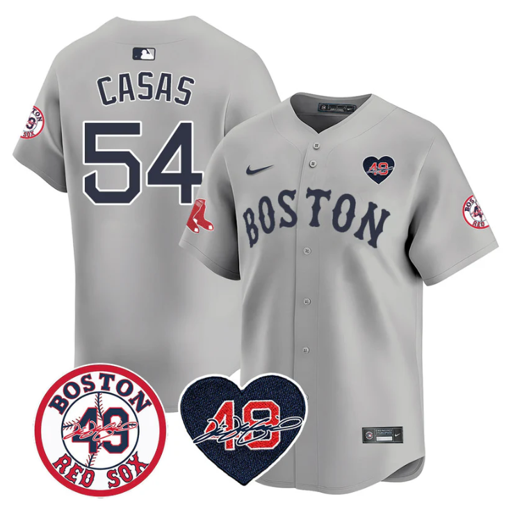 Triston Casas Jersey #54 Boston Red Sox Tim Wakefield Memorial Patch Stitched Gray