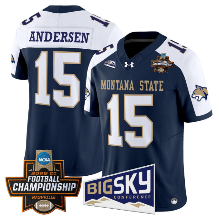 Troy Andersen Jersey #15 Montana State Bobcats 2026 Football Championship Navy Alternate