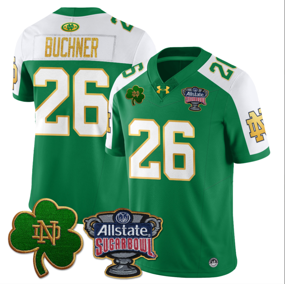 Tyler Buchner Jersey #26 Notre Dame Fighting Irish Allstate Sugar Bowl Green White