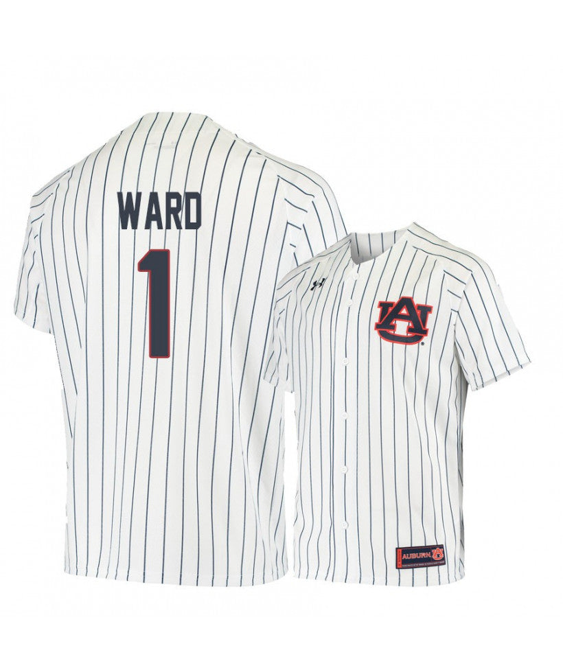 Under Armour Auburn Tigers 1 Judd Ward White Blue Baseball Jersey