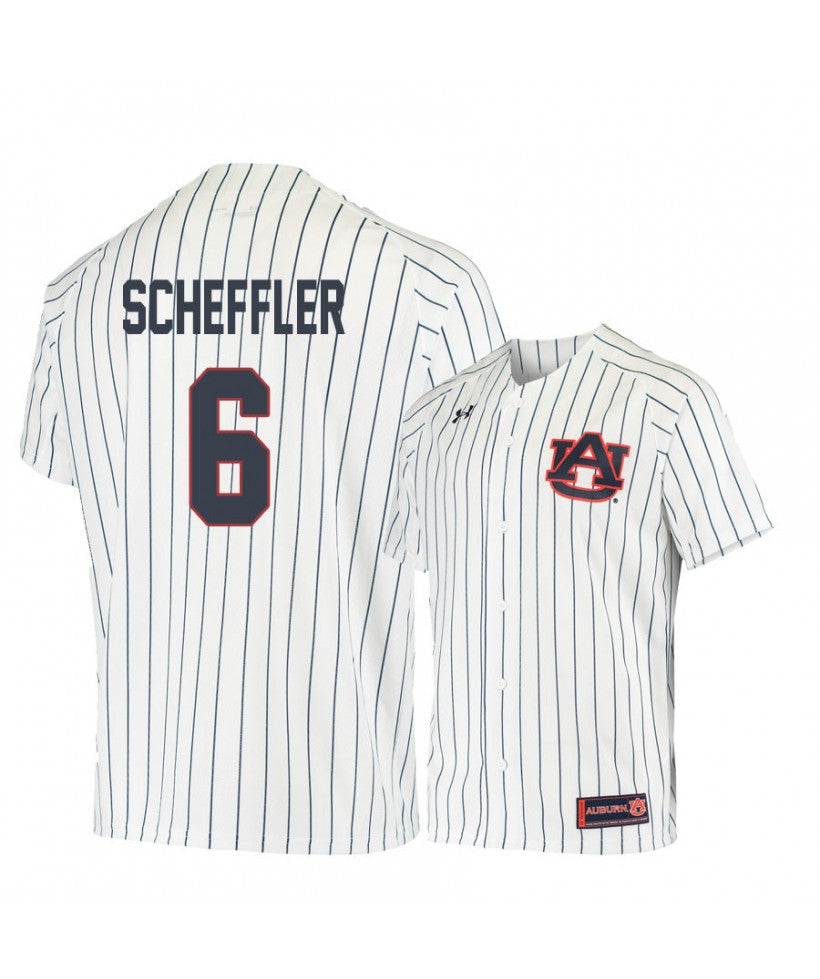 Under Armour Auburn Tigers 6 Matt Scheffler White Blue Baseball Jersey
