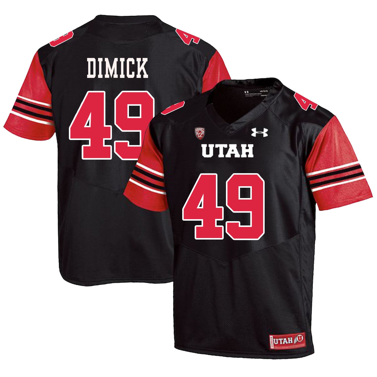 Utah Utes #49 Hunter Dimick NCAA College Football Jersey Black