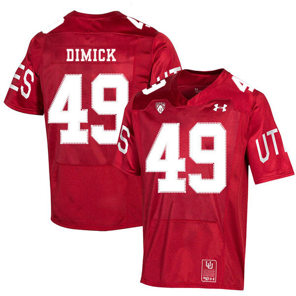 Utah Utes #49 Hunter Dimick NCAA College Football Jersey Red