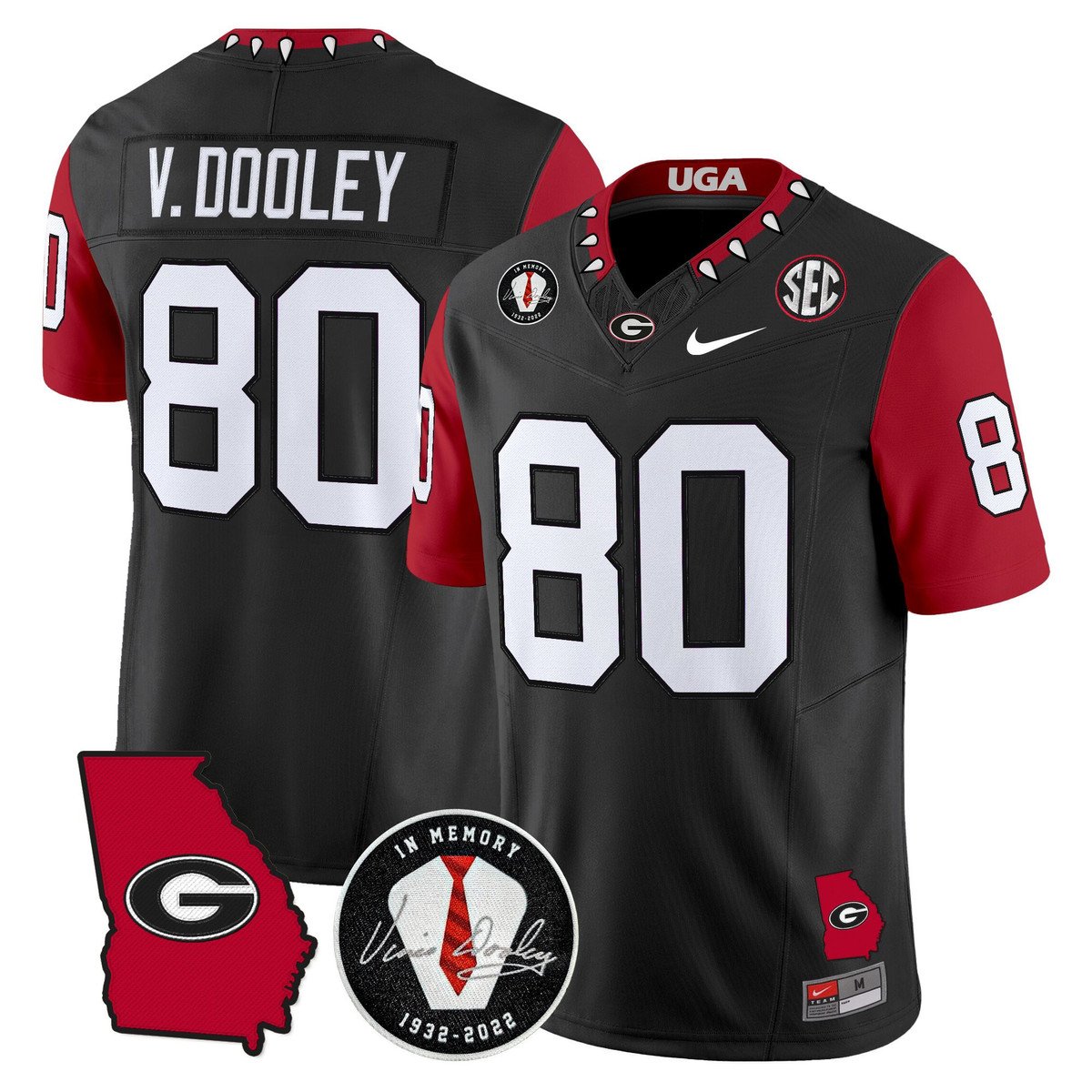 Vince Dooley Jersey #80 Georgia Bulldogs 2025 Limited Stitched Black