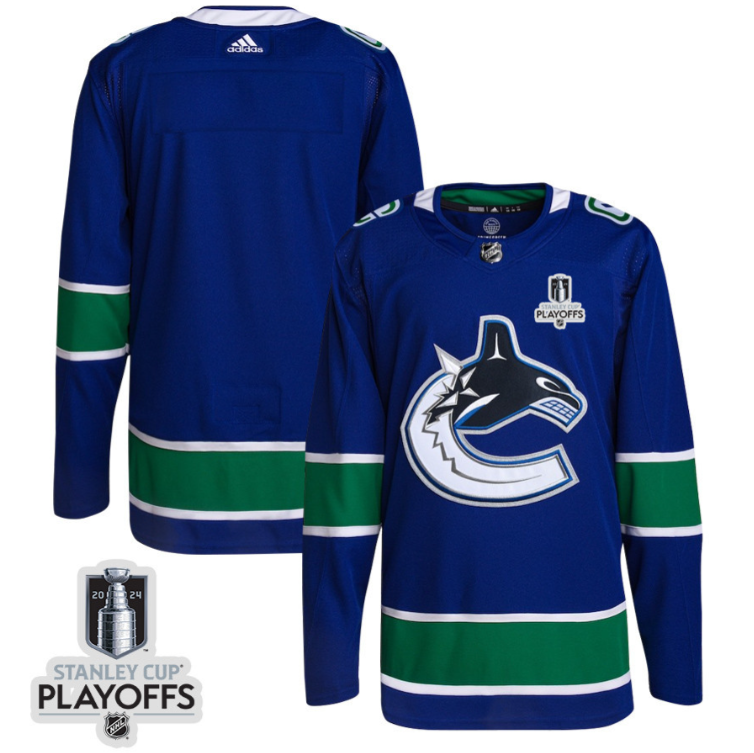 Vancouver Canucks 2024 NHL Playoffs Patch Home Jersey - Men, Blue