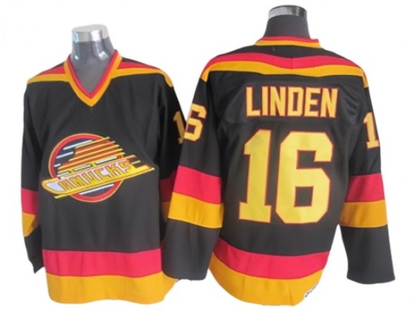 Vancouver Canucks #16 Trevor Linden 1989 Vintage CCM Jersey - Black