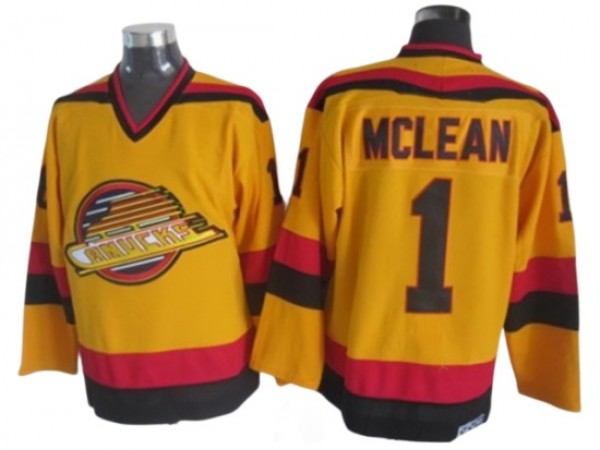 Vancouver Canucks #1 Kirk McLean 1989 Vintage CCM Jersey - Yellow