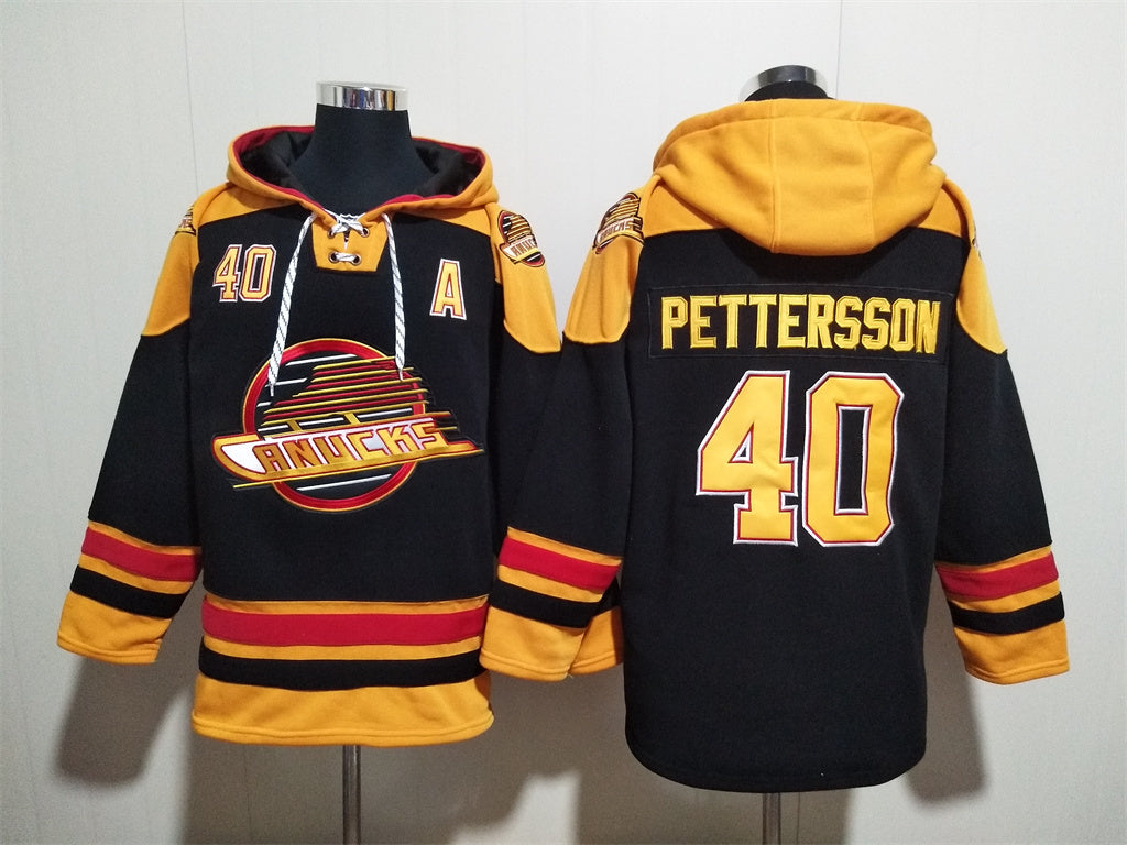 Vancouver Canucks #40 Elias Pettersson Pullover Hoodie Black