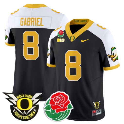 Dillon Gabriel Jersey #8 Oregon Ducks 2025 Rose Bowl Game Patch Vapor Black Alternate